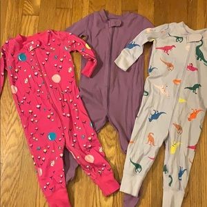 Set of 3 Hanna Andersson zip-up onesie pajamas